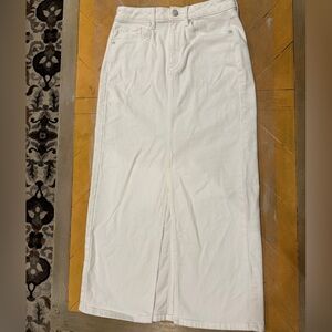 LOFT White Stretch Denim Pencil Skirt Size 0 Petite NWOT